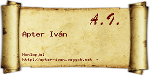 Apter Iván névjegykártya